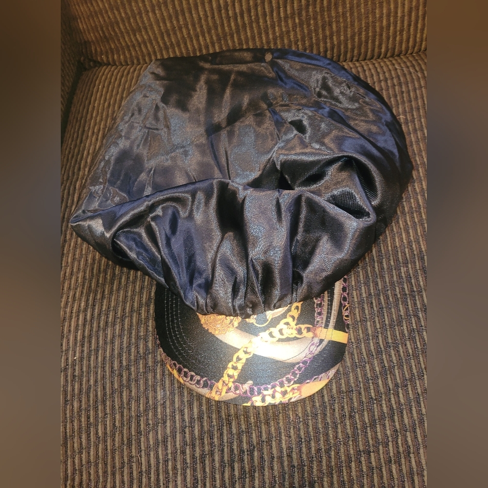 Kiss Keyshia Cole Satin Ball Cap Sleep Bonnet Black With Chains